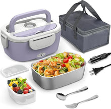 Load image into Gallery viewer, Purple Electric Lunch Box Food Heater, 60W-80W Heated Lunch Box for Woman, 12V 24V 110V Portable Food Warmer Lunchbox for Car Truck Work with Removable 304 SS Container, Christmas Gift
