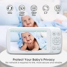 Load image into Gallery viewer, Video Baby Monitor with Camera and Audio, 1080P Baby Monitor No WiFi,5.3&quot; Screen and 24H Storage Playback, 7000mAh Battery, Night Light, 2-Way Talk
