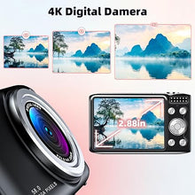 Load image into Gallery viewer, Digital Camera, Autofocus UHD 58MP 4K Vlogging Camera, 16X Zoom Point and Shoot Camera for Photography, Vlogging Compact Camera for Teens Adult Beginner with 32GB SD Card, Flash, Anti-Shake, Black
