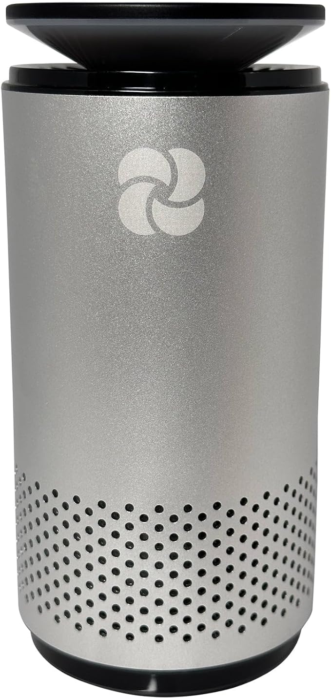 A2 UV & HEPA Portable Air Purifier -5.6 in tall, 11 oz. Ideal for Travel, In-Car, Mini Air Purifier, SILVER.