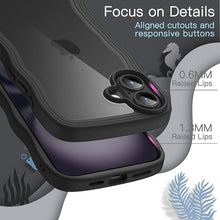 Load image into Gallery viewer, JETech Wavy Case for iPhone 16 6.1-Inch, Cute Wave Frame Curly Shape Shockproof Phone Cover for Women and Girls, Clear Hard PC Back (Black)
