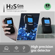 Load image into Gallery viewer, H2S Monitor Clip Single Gas H2S Detector Portable Hydrogen Sulfide Detector Gas Leak Detectors with Buzzer and Red Indicator Alarm Clip on 0~100ppm H2S Gas Detector
