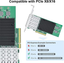 Load image into Gallery viewer, 10Gb SFP+ PCI-E Network Card NIC, Compare to Intel X710-DA4, with Intel XL710-BM1 Chip, Quad SFP+ Port, PCI Express 3.0 X8, Ethernet Converged Network Adapter Support Windows Server/Linux/VMware Esxi

