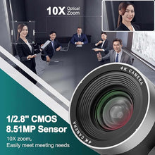 Load image into Gallery viewer, 4K PTZ Camera,10X PTZ Camera,4KP30 IP Streaming Output with HDMI,3G-SDI,USB 3.0 for Video Conference, Church and Schools.(SDI+HDMI+USB3.0+IP, 10X)
