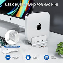 Load image into Gallery viewer, Minisopuru Mac Mini Dock Support M.2 NVMe/SATA SSD, 5 in 1 USB C Hub for Mac Mini, Mac Mini Hub Stand &amp; Docking Station Mac Mini Accessories with 2 USB C 10Gbps Data, TF&amp; SD, M.2 SSD(Not Included)
