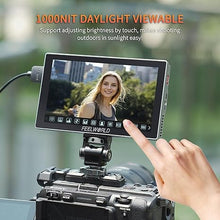 Load image into Gallery viewer, FEELWORLD P6X 5.5 inch 1000nit Aluminium Camera Field DSLR Monitor with F750 4400mAh Battery and Bag Touchscreen High Brightness Portable Waveform HDR 4K HDMI Input and Output 3D LUT Out Weight 249g
