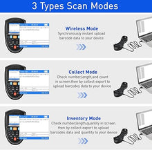 Load image into Gallery viewer, Wireless Barcode Scanner with Charging Base, Portable 1D Bar Code Scanners Inventory Scanner Data Terminal Data Collector 2 in 1 USB Connection &amp; 2.4G Wireless Barcode Reader with 2.2&quot; Screen
