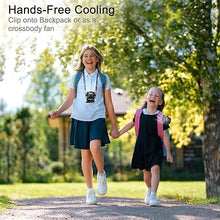 Load image into Gallery viewer, 2.7 Inch Small Fan for Kids, Tiny Fan Clip on Backpack, Umbrella, Neck, USB &amp; Battery Operated Portable Fan for Personal Outdoor Cooling, 4.2 Oz Light Weight for Kids and Women
