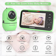 Load image into Gallery viewer, HelloBaby Upgrade Baby Monitor, 5&#39;&#39; Screen with 30-Hour Battery, Pan-Tilt-Zoom Video Baby Monitor with Camera and Audio, Night Vision, VOX, 2-Way Talk, 8 Lullabies and 1000ft Range No WiFi
