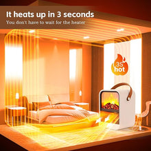 Load image into Gallery viewer, Portable Mini Electric Fireplace Heater,Small Room Space Heaters for Indoor Use with 3D Flames,PTC Ceramic Heater, Desk Space Heater for Bedroom,Bathroom and Office Quiet Small(White)

