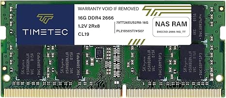 Timetec DDR4-2666 16GB Replacement for Synology D4ECSO-2666-16G DDR4 ECC Unbuffered SODIMM 2666MHz PC4-21300 260 Pin 1.2V CL19 Dual Rank 2Rx8 Memory RAM Upgrade (D4ECSO-2666-16G_TT)