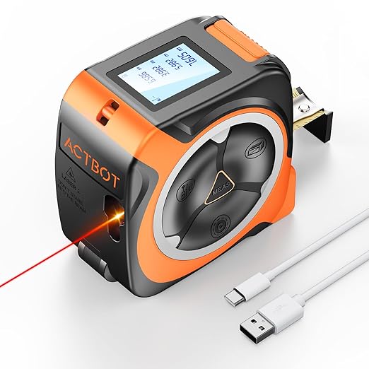 2-in-1 Laser Tape Measure 197Ft Rechargeable Digital Tape Measure & 16Ft Tape Measure Support Ft/Ft+in/in/M Pythagorean, Area, Volume Laser Measure for Construction DIY Woodworker