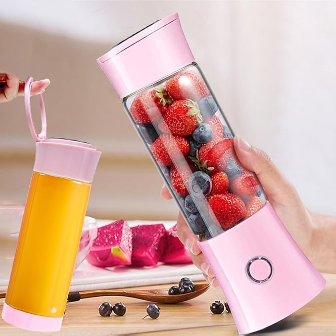 Toycol Portable Blender, Mini Personal Size Blenders for Smoothies and Shakes,Travel Juicer Cup Smoothie Maker with Updated 6 Blades USB Rechargeable Fruit Mixer with 4000mAh Battery16Oz Pink