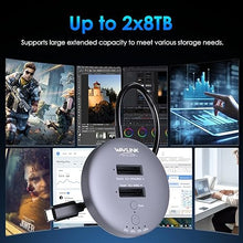 Load image into Gallery viewer, WAVLINK M.2 NVMe SSD Cloner, 10G Dual-Bay NVMe to USB-C/A Docking Station, Supports One-Click Offline-Clone, 2x8TB Capacity, UASP, Tool&amp;Driver-Free, Design for SSDs in Size 2230/2242/2260/2280/22110
