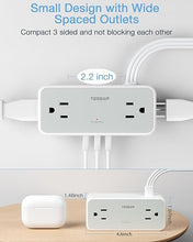 Load image into Gallery viewer, Ultra Thin 5FT Flat Extension Cord, TESSAN Surge Protector Flat Plug Power Strip 4 Wide Spaced AC Outlets 3 USB, 900 Joules Protection, Suitable for Home Office Dorm
