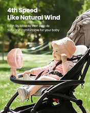 Load image into Gallery viewer, Gaiatop Baby Stroller Fan, 4000mAh Oscillating Mini Portable Fan with Light, 4 Speeds Battery Operated Small Handheld Desk Fan, 360° Rotate Flexible Tripod Clip On Fan for Car Seat Crib Travel Pink
