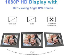 Load image into Gallery viewer, Frameo Digital Picture Frame WiFi - 10.1 Inch Digital Photo Frame with 32GB Storage, 1920x1200 IPS HD Touch Screen, Auto-Rotate, Setup to Share Photos or Videos Remotely via App from Anywhere
