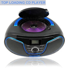 Load image into Gallery viewer, CD Player Boombox, LP-D02 Portable Bluetooth FM Radio Stereo Sound System with Crystal-Clear Sound, MP3 Playback, USB Input, AUX Input, Headphone Jack, LCD Display, AC DC Operated
