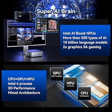 Load image into Gallery viewer, GEEKOM GT1 Mega AI Mini PC,14th Gen Intel Core Ultra U9-185H Processor (16C/22T,up to 5.1 GHz),32GB DDR5 2TB PCIe Gen4 SSD,Mini Desktop Computers Windows 11 Pro,WiFi 7/BT 5.4/Dual 2.5G LAN/USB4.0/8K
