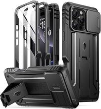 Load image into Gallery viewer, Poetic Revolution Case for iPhone 16 Pro Max 6.9 inch, [Slide Camera Cover], Full-Body Military Grade Rugged Shockproof Cover with Kickstand and Built-in-Screen Protector, Black
