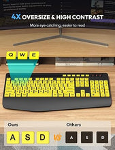 Load image into Gallery viewer, SABLUTE Wireless Keyboard and Mouse, Wrist Rest, Large Print, Phone Holder, 2.4G Ergonomic Keyboards Mouse Combo, Silent Cordless High Contrast Set for Low Vision and The Elderly, Battery Powered
