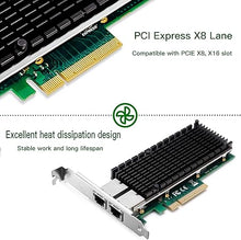 Load image into Gallery viewer, 10G Network Card with Intel X540 Chip, 10GB PCI-E NIC Compare to Intel X540-T2, Dual RJ45 Port PCI Express X8 Ethernet Adapter Support Windows/Windows Server/Linux/Freebsd/VMware ESXi
