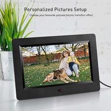 Load image into Gallery viewer, Digital Photo Frame 7 inch Digital Picture Frame Video Music Photo Player with Calendar Alarm Clock Slideshow with Remote Control Gift Wrapping Support USB SD
