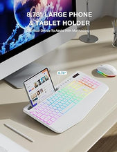 Load image into Gallery viewer, Wireless Keyboard and Mouse Combo, 9 Backlit Effects, Wrist Rest, Phone Holder, 2.4G Lag-Free Ergonomic Keyboards, Rechargeable Silent Cordless Set for Computer, Laptop, Mac, Windows -SABLUTE?White?
