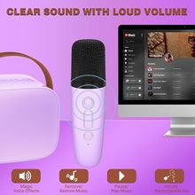 Load image into Gallery viewer, Karaoke Machine for Kids,Portable Bluetooth Speaker with Wireless Microphone, Gifts Toys for Girls 4, 5, 6, 7, 8, 9, 10 +Year Old Birthday Family Home Party(Purple)
