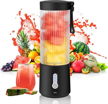 Load image into Gallery viewer, Portable Blender - 15oz Personal Blender Shakes and Smoothies Maker USB Rechargeable Small Fruit Juicer Cup - Multifunction Mini On the Go Blender Kitchen Baby Food Travel Gym Office (Black)
