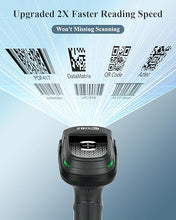 Load image into Gallery viewer, OBZ Bluetooth Barcode Scanner with Versatile Charging Stand, 2D 1D QR Code Scanner, Automatic 2.4G Wireless Barcode Scanner Connect PC, POS, Tablet, Smart Phone, Work with Mac OS Windows iOS Android
