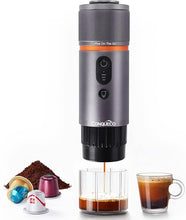 Load image into Gallery viewer, CONQUECO Portable Espresso Machine Travel: 12v Car Coffee Maker for Camping - Small Electric - 2.5 Mins Heating - 8 Cups Espresso for One Charge
