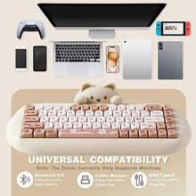 Load image into Gallery viewer, YUNZII C68 Wireless Mechanical Keyboard, 65% Gaming Keyboard Hot Swap,Triple Mode BT5.0/2.4G/Wired,RGB Backlit NKRO,Cute Cat Silicone Ergonomic Keyboard for Win/Mac(Milk Switch,Brown)
