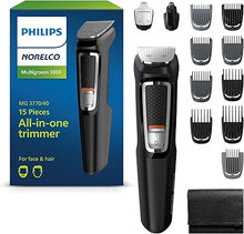 Load image into Gallery viewer, Philips Norelco Multigroom 3000 Series, All-in-One Shaver, Beard Trimmer and Hair Clipper, 15-Piece Men&#39;s Grooming Kit for Beard, Face, Nose, Ears, Head, No Blade Oil Needed, Storage Pouch, MG3770/40
