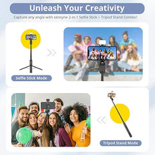 Load image into Gallery viewer, Sensyne Selfie Stick with Light, Phone Tripod with 360° Rotatable Handle Compatible with Cellphones for Selfies/Photography/Video Calls/Live Stream/Content Creating (Black)

