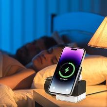 Load image into Gallery viewer, Wireless-Charger 3 in 1 Apple-Charging-Station-Cube Nightlight Lamp 15W Magnetic Charger Stand Foldable Charging Dock for iPhone 16/15/14/13/12/AirPods/Apple Watch(No Adapter)
