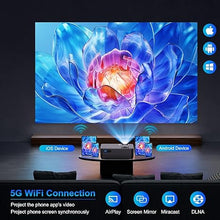 Load image into Gallery viewer, 5G WiFi Bluetooth Native 1080P Projector[Projector Screen Included], CEBORY 15000LM Full HD Movie Projector, 300&quot; Display Support 4k Home Theater,Compatible with iOS/Android/PC/TV Stick/HDMI/USB
