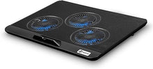 Load image into Gallery viewer, Laptop Cooling Pad, Mspine Laptop Cooler with 3 Blue Silent Fans, Ergonomic USB Powered Laptop Stand with Dual USB 2.0 Ports, Height-Adjustable Notebook Cooler for Notebook Under 17&quot;- Black
