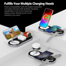 Load image into Gallery viewer, 2025 Upgraded 3 in 1 Charging Station for Apple Devices, Fast Magnetic Mag-Safe Wireless Charger Stand for iPhone 16/15/14/13/12 Series &amp; Apple Watch 1-9/Ultra &amp; AirPods Pro (Silver)
