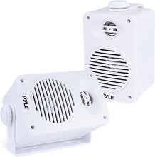 Load image into Gallery viewer, Pyle Indoor Outdoor Speakers Pair - 200 Watt Dual Waterproof 3.5” 2-Way Full Range Speaker System w/ 1/2” High Compliance Polymer Tweeter - in-Home, Boat, Marine, Deck, Patio, Poolside (White)
