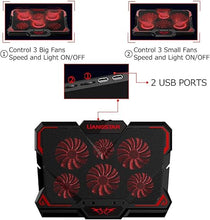 Load image into Gallery viewer, Laptop Cooling Pad, Laptop Cooler with 6 Quiet Led Fans for 15.6-17 Inch Laptop Cooling Fan Stand, Portable Ultra Slim USB Powered Gaming Laptop Cooling Pad, Switch Control Fan Speed Function (Red)
