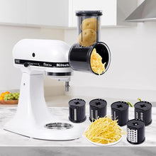 Load image into Gallery viewer, Slicer &amp; Shredder Grater Attachment Compatible with KitchenAid Stand Mixer, 5 Blades Cheese Grater Attachment

