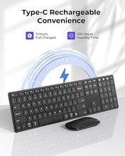 Load image into Gallery viewer, Wireless Bluetooth Keyboard and Mouse Combo (USB + Dual BT), seenda Multi-Device Rechargeable Slim Keyboard and Mouse, Compatible for Win 7/8/10, MacBook Pro/Air, iPad, Tablet - Black
