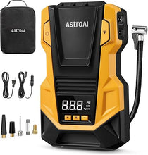 Load image into Gallery viewer, AstroAI AC/DC Tire Inflator Portable Air Compressor for Car, Air Pump for Car Tires, Car Accessories 150PSI with LED Light for Cars, Balls, Motorcycles, and Other CZK-3666 Yellow
