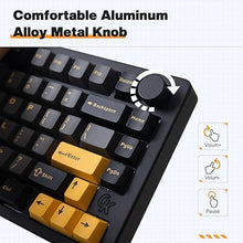 Load image into Gallery viewer, GK GAMAKAY TK75PRO Aluminum Alloy Mechanical Keyboard Gasket Mounted, Hot Swappable KTT Hyacinth Switch 2.4GHz Wireless BT5.0 USB-C 75% Cherry 81 Keys Custom RGB Backlit Gaming Keyboard (Black)
