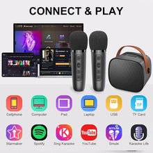 Load image into Gallery viewer, Mini Karaoke Machine for Kids Adults, Portable Bluetooth Speaker Set with 2 Microphone with Magic Voice for Home Activity, Bluetooth Speaker Party Gift for Boys Girls Teenager&#39;s Birthday
