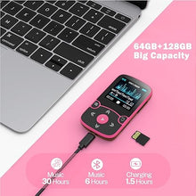 Load image into Gallery viewer, AGPTEK 64GB MP3 Player with Clip, Bluetooth 5.3 Lossless Sound with FM Radio, Voice Recorder for Sport Running, Supports up to 128GB TF Card, Rose Red
