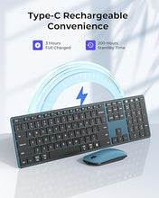 Load image into Gallery viewer, Wireless Bluetooth Keyboard and Mouse Combo (USB + Dual BT), seenda Multi-Device Rechargeable Slim Keyboard and Mouse, Compatible for Win 7/8/10, MacBook Pro/Air, iPad, Tablet - Black Blue
