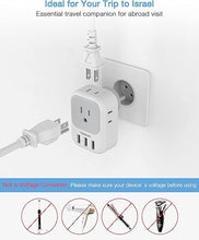 Load image into Gallery viewer, TESSAN Israel Power Adapter, US to Israel Travel Adaptor with 4 Outlets 3 USB Charging Ports, Type H Plug for Israel &amp; Palestine
