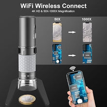 Load image into Gallery viewer, Wireless Digital Microscope 4K HD Wi-Fi Microscope Camera Digital Magnifier Compatible for iPhone, Android Phones and PC (Black)

